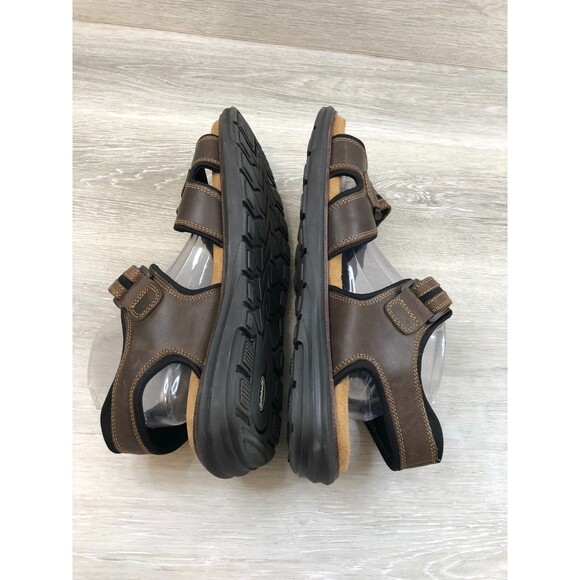 Dr. Scholl's Men's Sandal Brown Leather 13 Slip-On Open Toe Flat Comfort Shoes - Picture 4 of 7